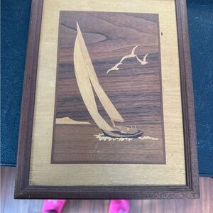 Vintage Wooden Sailboat Wall Art, Original Bew